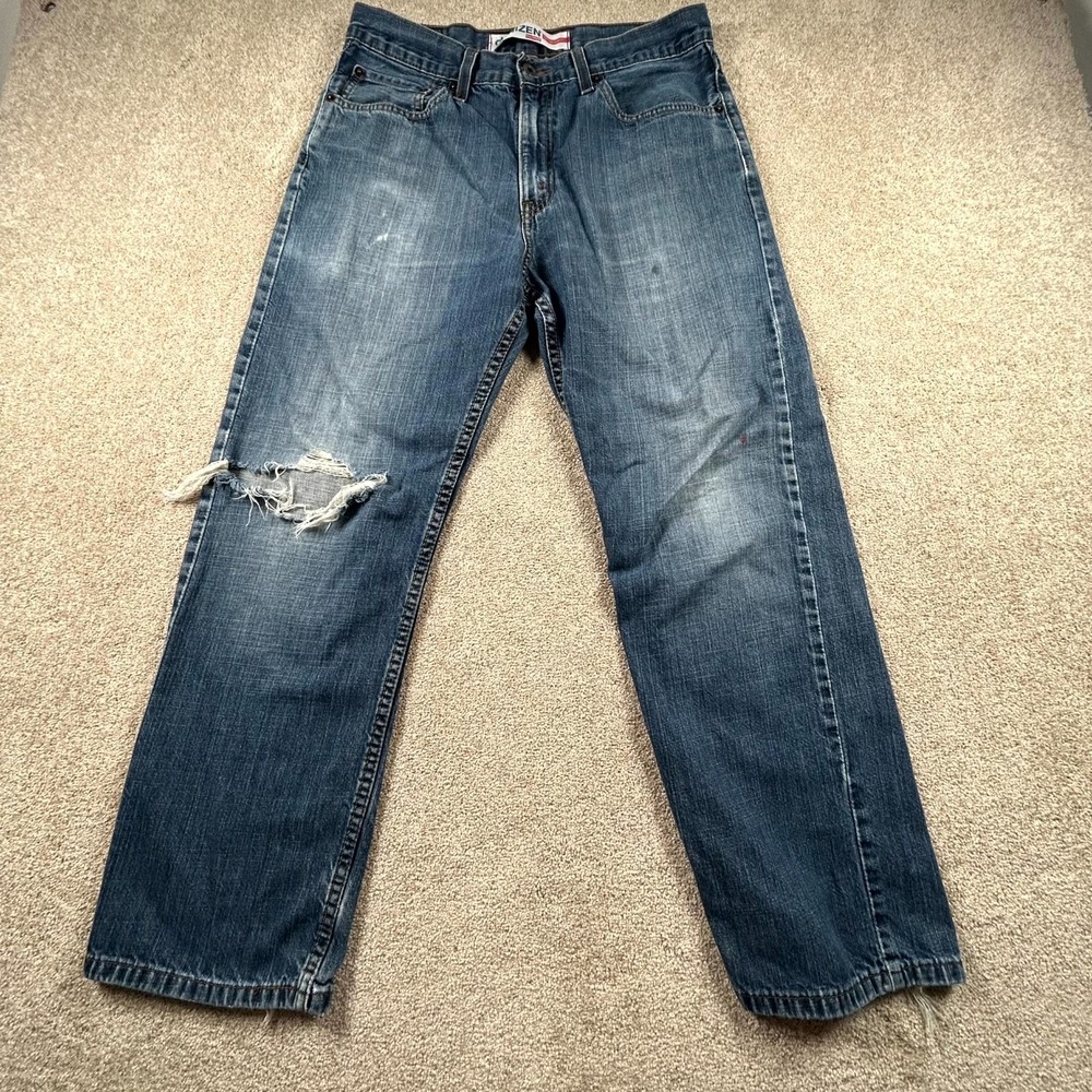 Denizen From Levi's 236 Regular Fit Jeans Men 33x30 Blue Denim Cotton Distressed